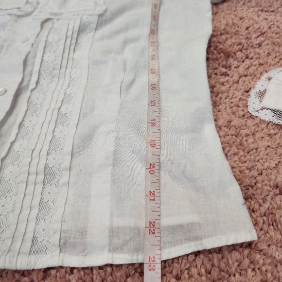 JG Hook Vintage 80s White Lace Trim Romantic Button Down Shirt - Picture 12 of 13